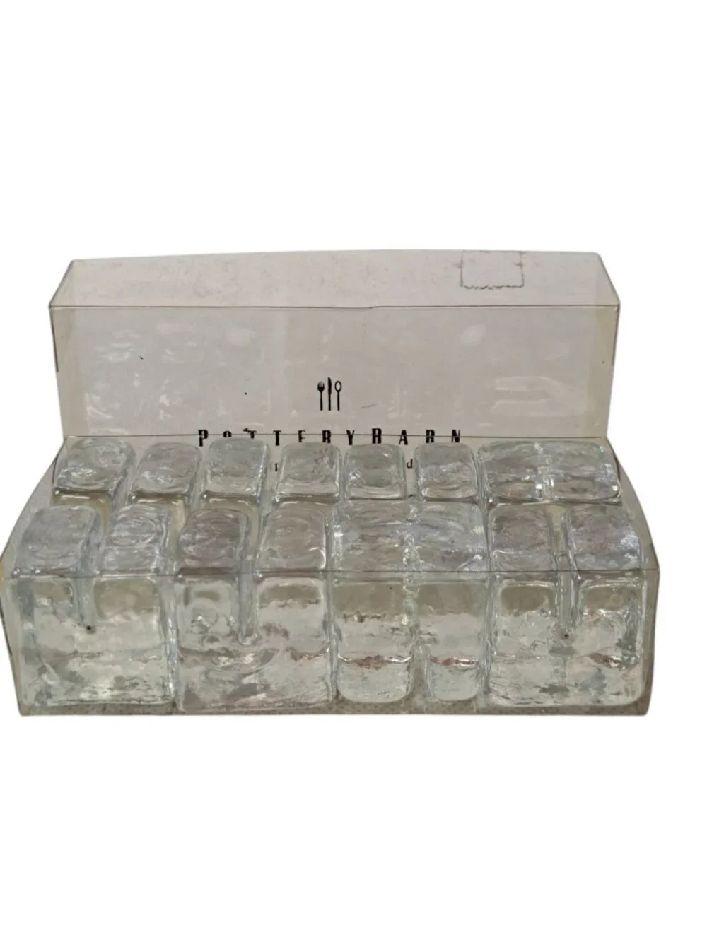 Pottery Barn Placecard Holders Clear Glass Cubes Wedding Shower Display Set 8